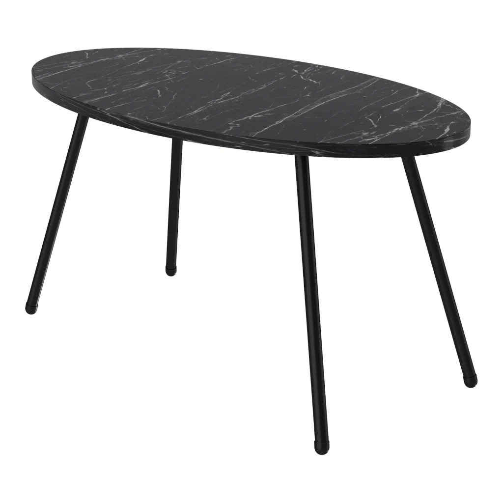 Tavolino Basso da caffè 'Skærbæk' (AxLxP) 43 x 90 x 50 cm Tavolino da Salotto con Piano Ovale Marmo Nero [en.casa] - Image 2