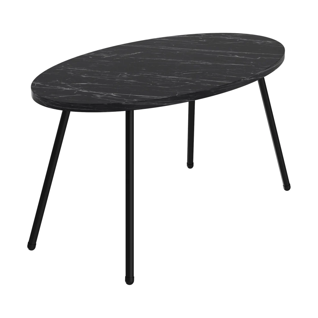 Tavolino Basso da caffè 'Skærbæk' (AxLxP) 43 x 90 x 50 cm Tavolino da Salotto con Piano Ovale Marmo Nero [en.casa] - Image 4