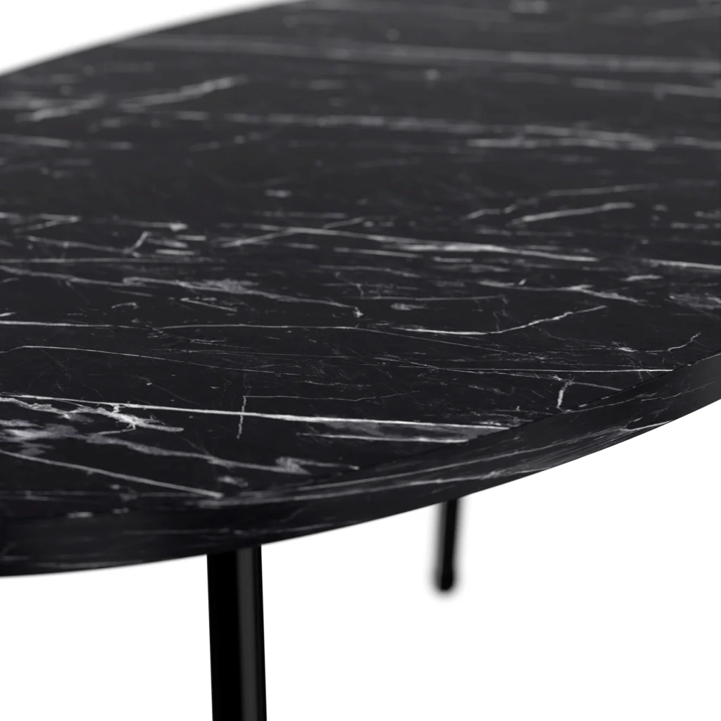 Tavolino Basso da caffè 'Skærbæk' (AxLxP) 43 x 90 x 50 cm Tavolino da Salotto con Piano Ovale Marmo Nero [en.casa] - Image 5