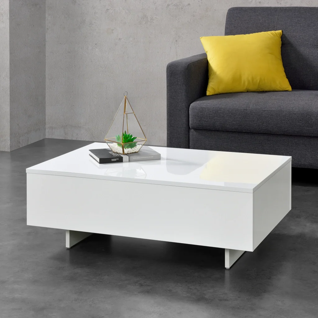 Tavolino Centrale da Salotto Vänersborg 85 x 55 x 31 cm - Bianco Lucido [en.casa]
