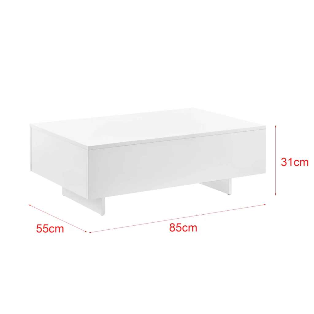 Tavolino Centrale da Salotto Vänersborg 85 x 55 x 31 cm - Bianco Lucido [en.casa] - Image 3