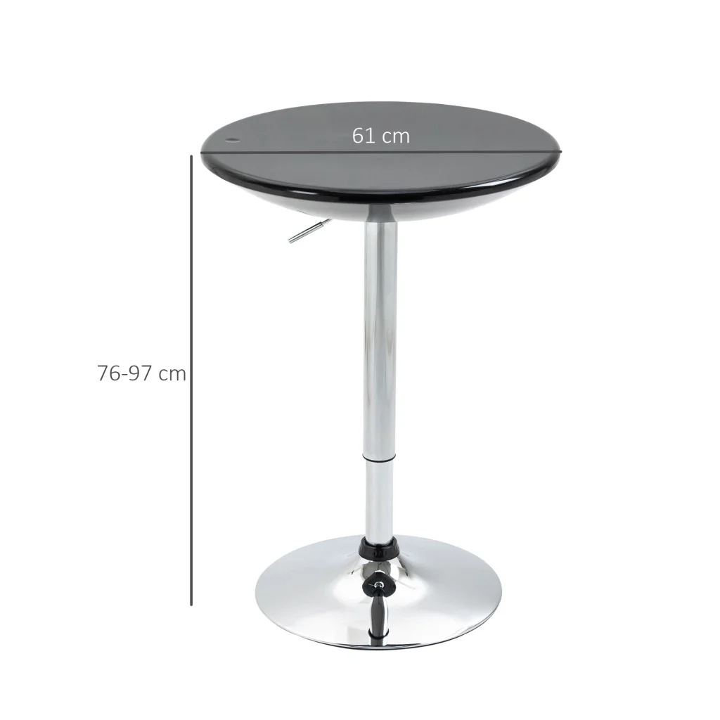 Tavolino da Bar Ø61x76-97 cm in Acciaio e ABS Nero - Image 3