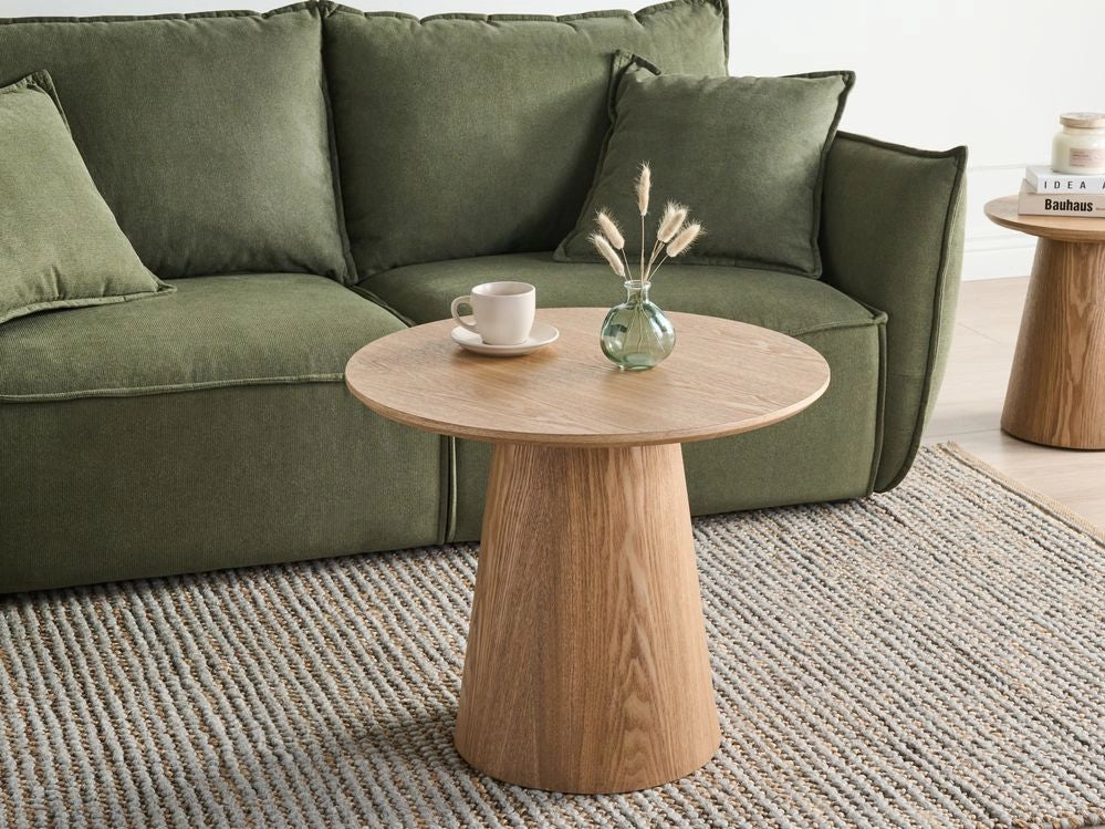 Tavolino da caffè con piano in MDF e impiallacciatura di frassino 60 x 60 cm Marrone chiaro stile moderno - Image 3
