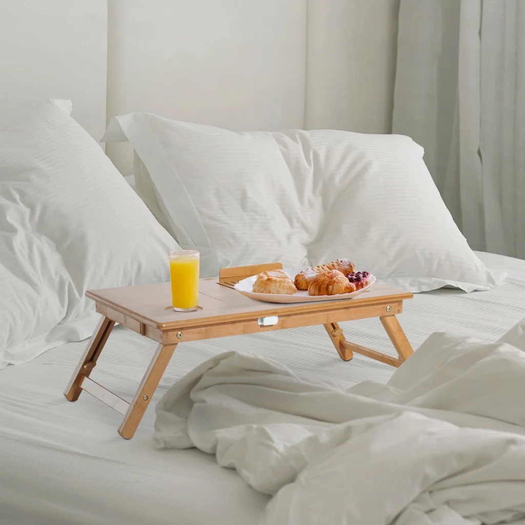 Tavolino da Letto per PC Portatile con Sistema di Raffreddamento in Bambù 55x35x22-30 cm - Image 2