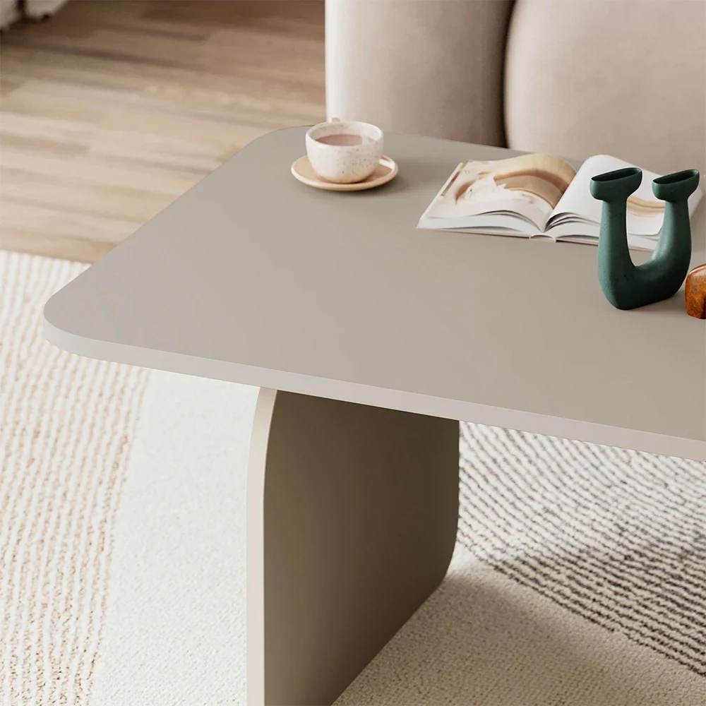 Tavolino da salotto Pietra con gambe a pannello piatto in colore cashmere - Image 4