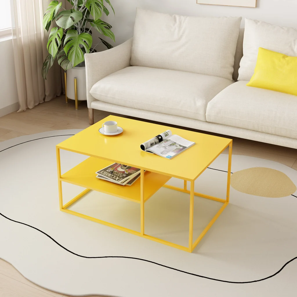 Tavolino da Salotto 'Solund' Metallo - Giallo [en.casa] - Image 3