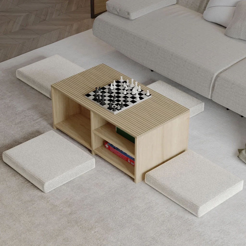 Tavolino in legno "Gord" - 90 x 45 x 44 cm - Beige - Image 5