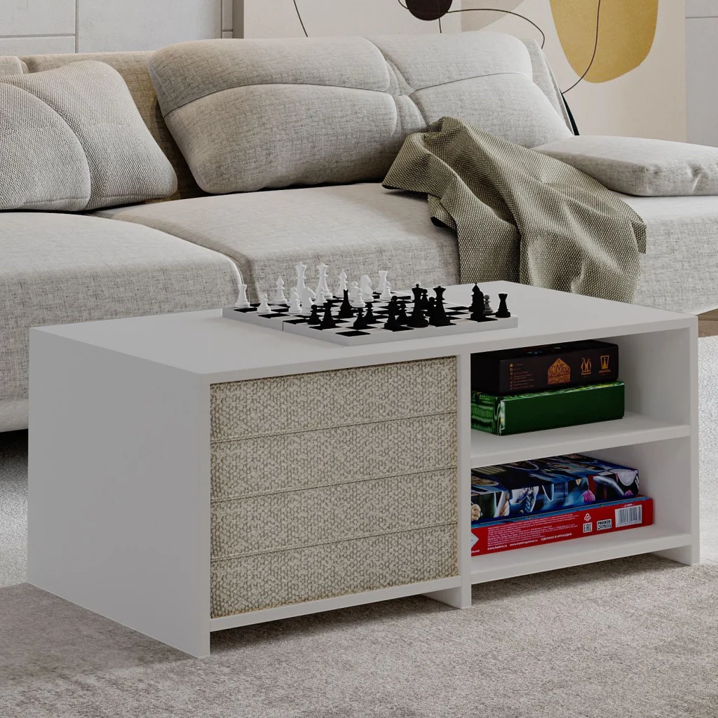 Tavolino in legno "Gord" - 90 x 45 x 44 cm - Bianco - Image 2