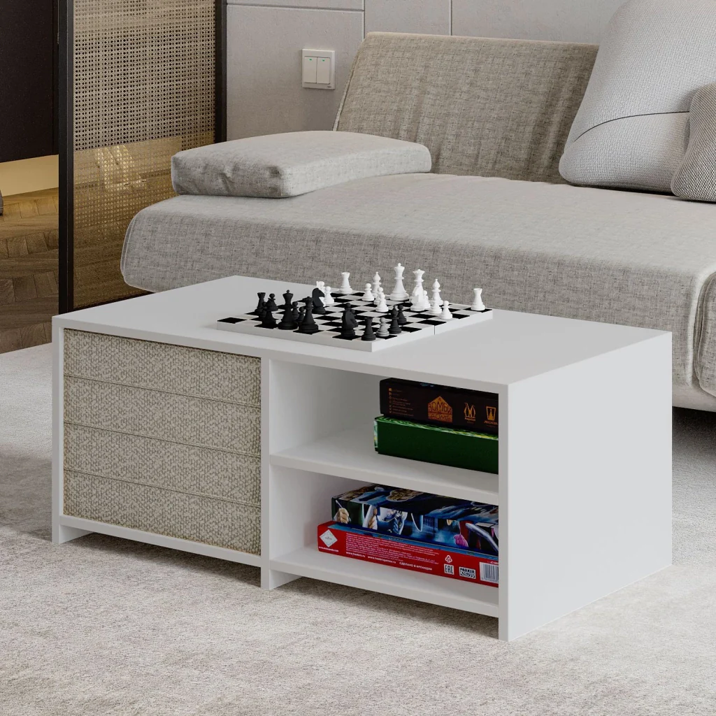 Tavolino in legno "Gord" - 90 x 45 x 44 cm - Bianco - Image 4
