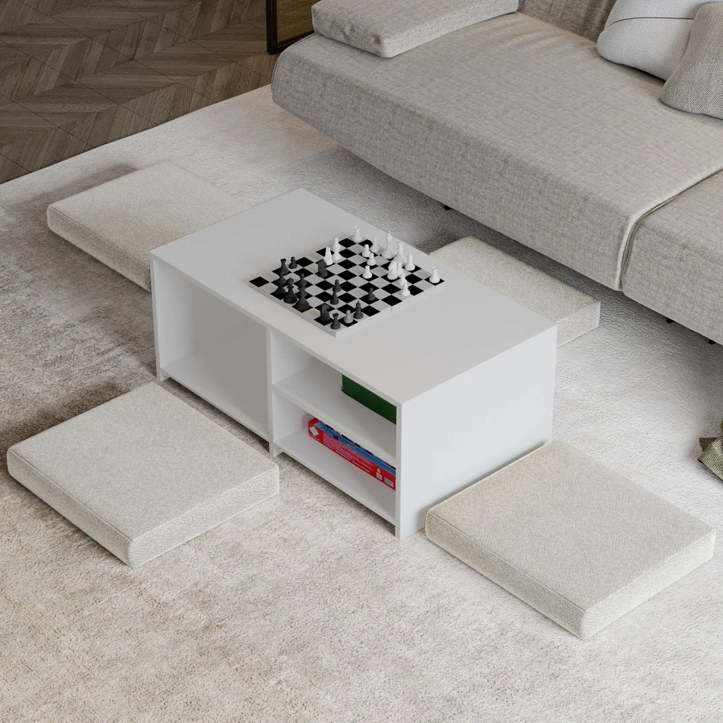 Tavolino in legno "Gord" - 90 x 45 x 44 cm - Bianco - Image 5