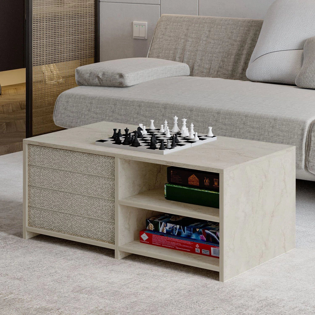 Tavolino in legno "Gord" - 90 x 45 x 44 cm - Travertino - Image 3