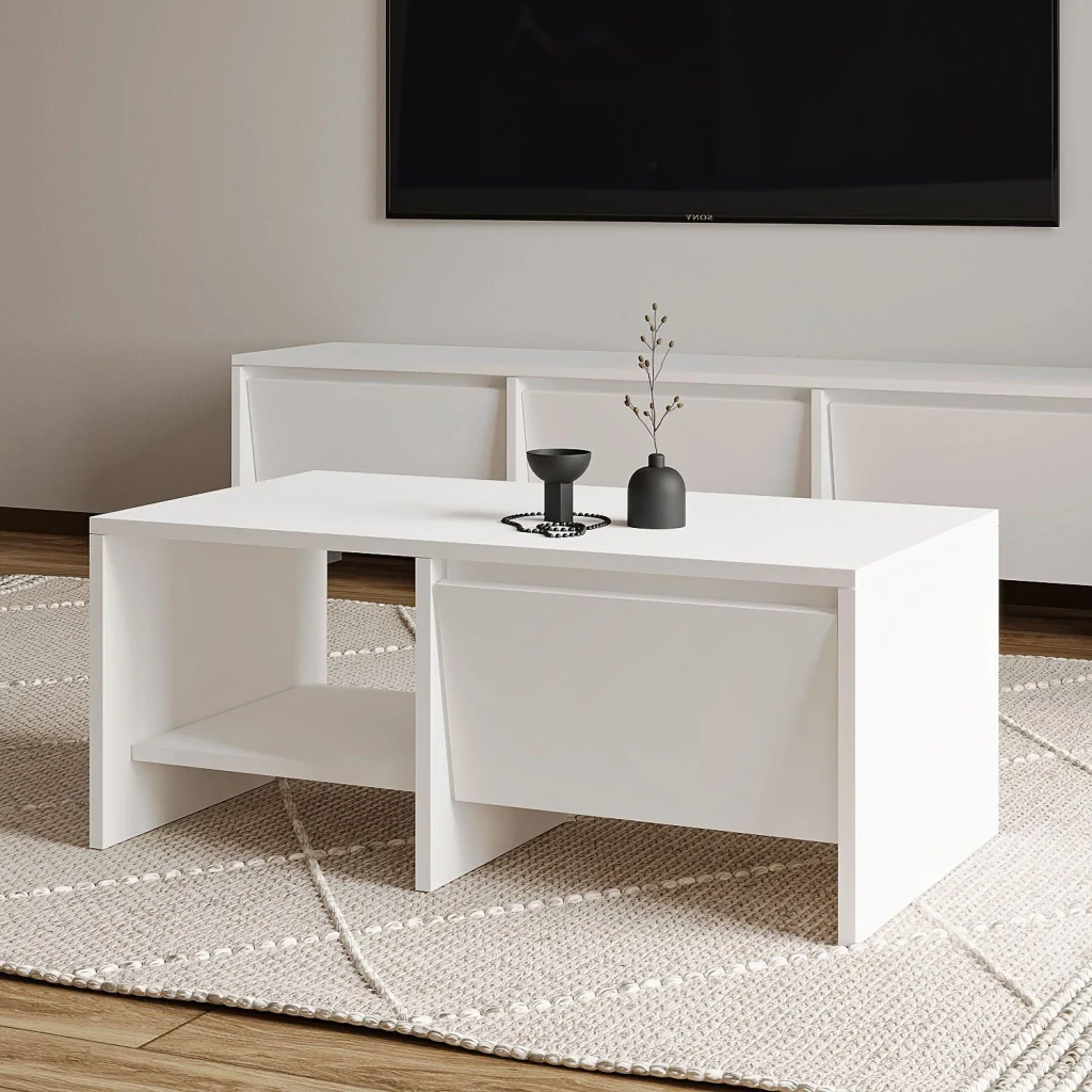 Tavolino in legno "Laris" - 90 x 45 x 35 cm - Bianco - Image 2