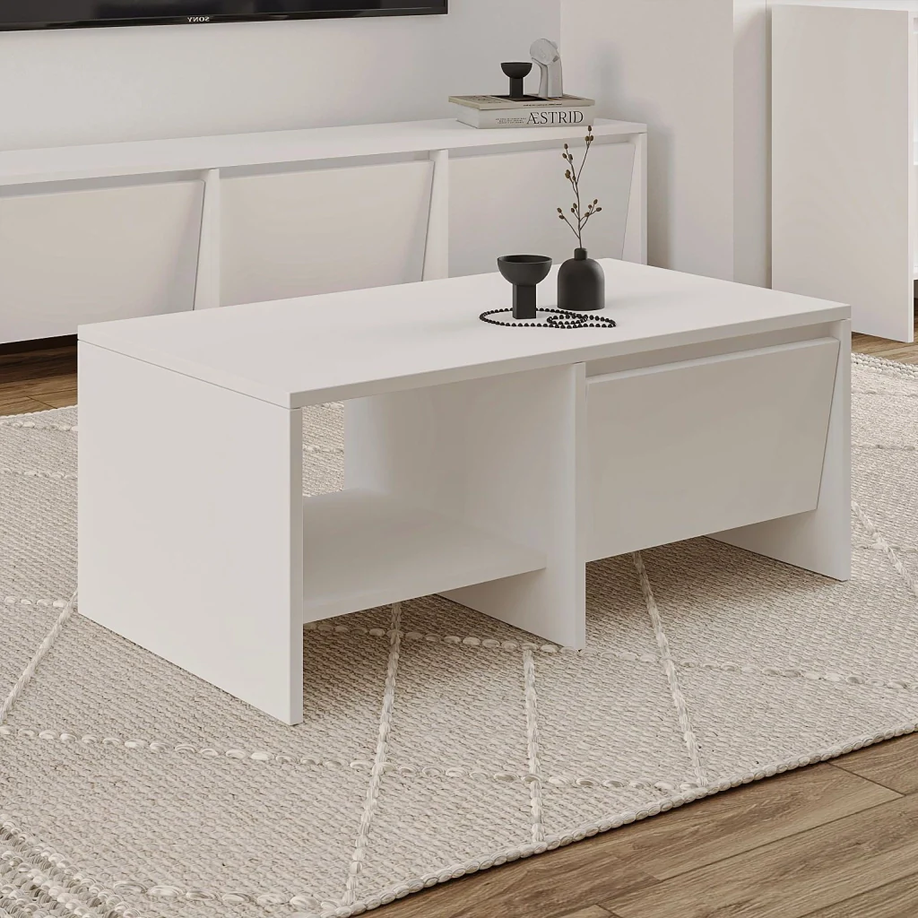 Tavolino in legno "Laris" - 90 x 45 x 35 cm - Bianco - Image 4