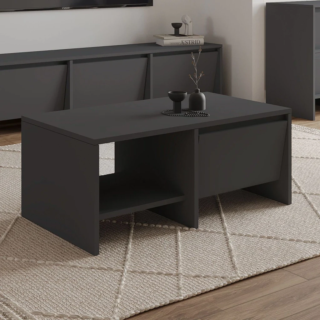 Tavolino in legno "Laris" - 90 x 45 x 35 cm - Grigio antracite - Image 4