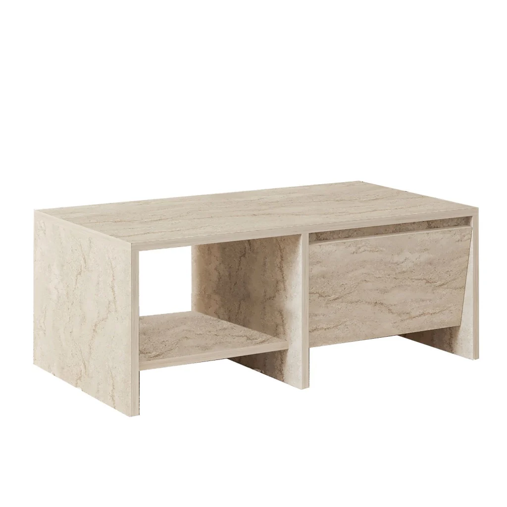 Tavolino in legno "Laris" - 90 x 45 x 35 cm - Travertino