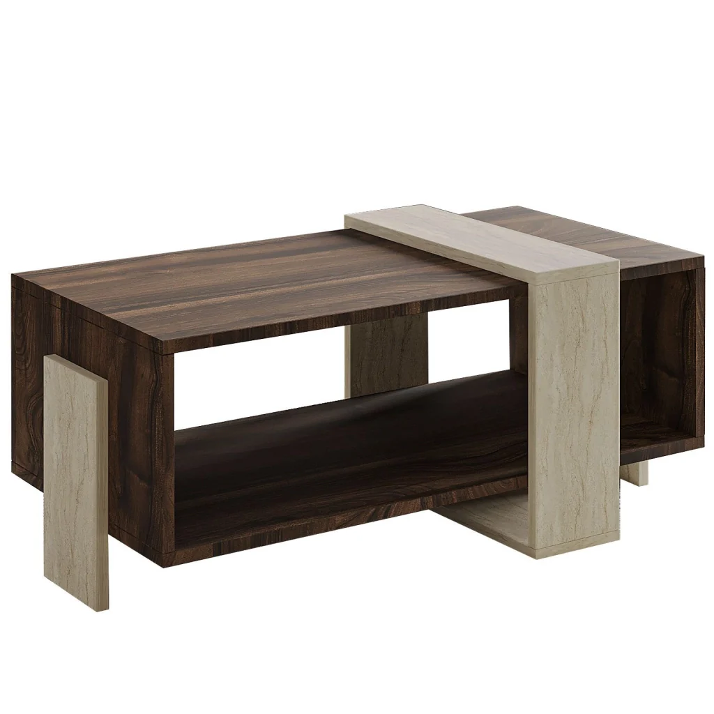 Tavolino in legno "Meleni" - 90 x 49 x 40 cm - Travertino