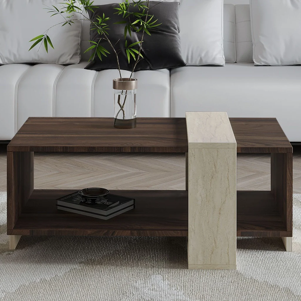 Tavolino in legno "Meleni" - 90 x 49 x 40 cm - Travertino - Image 3