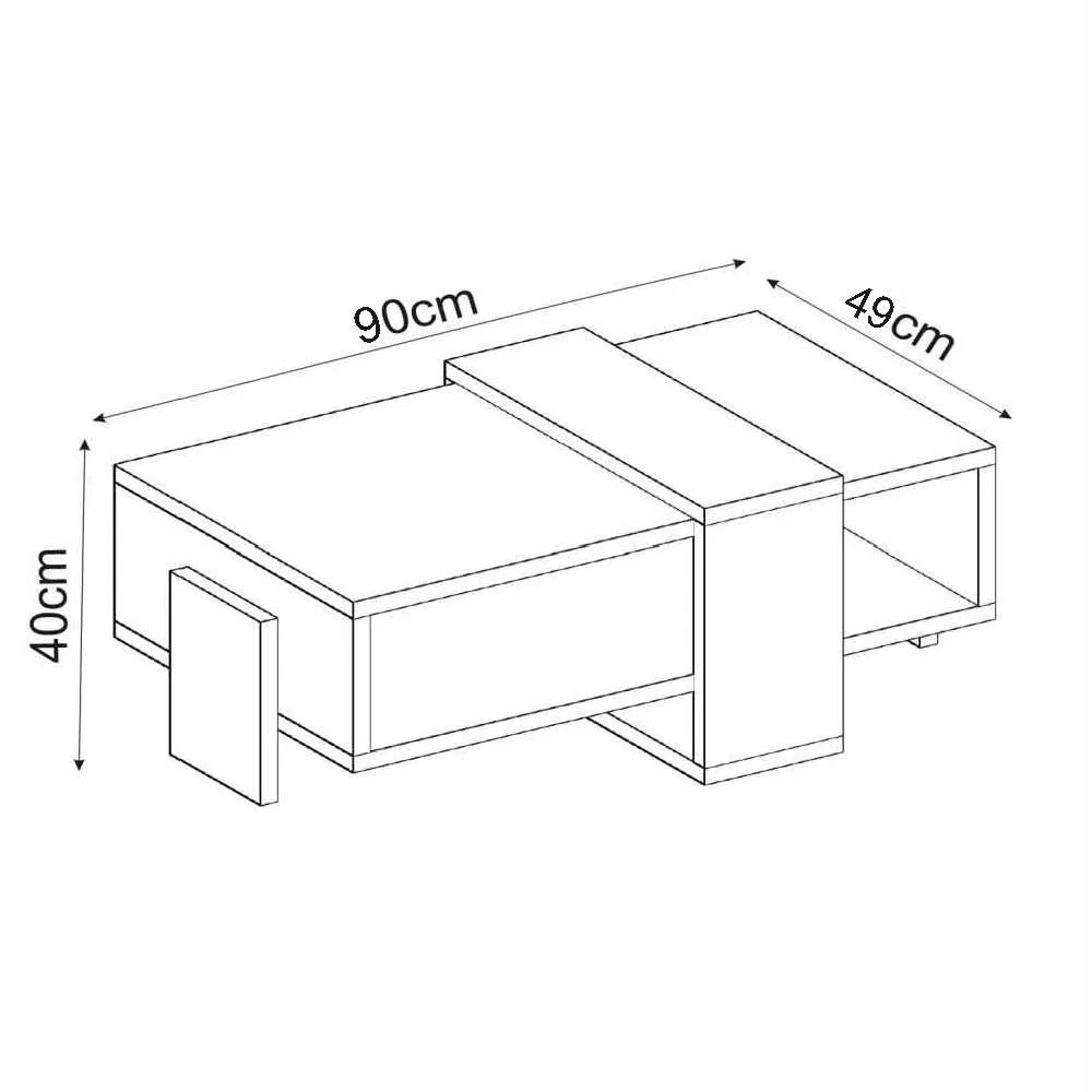 Tavolino in legno "Meleni" - 90 x 49 x 40 cm - Travertino - Image 5
