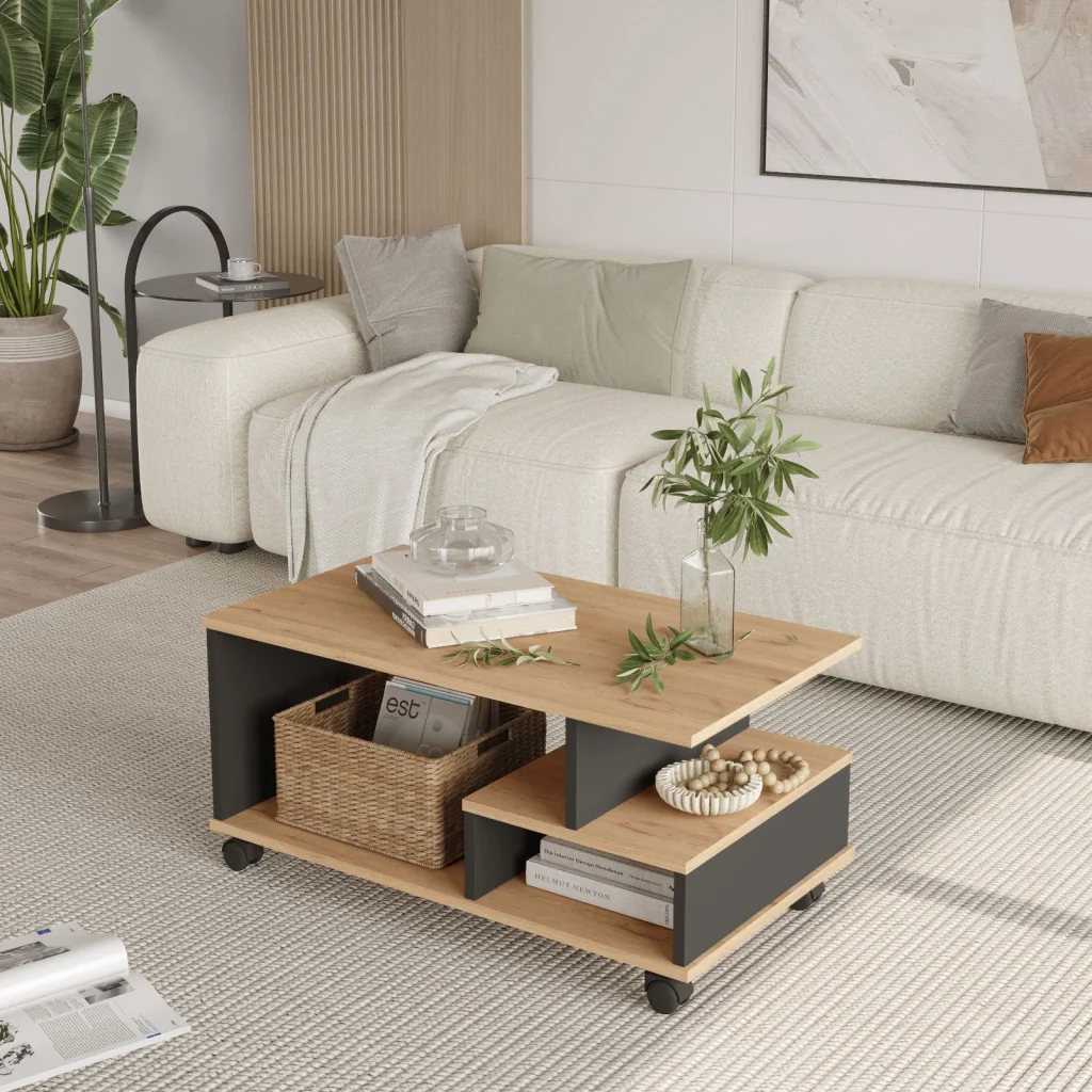 Tavolino in legno "MIN9" - 90 x 51 x 42 cm - Grigio antracite - Image 2