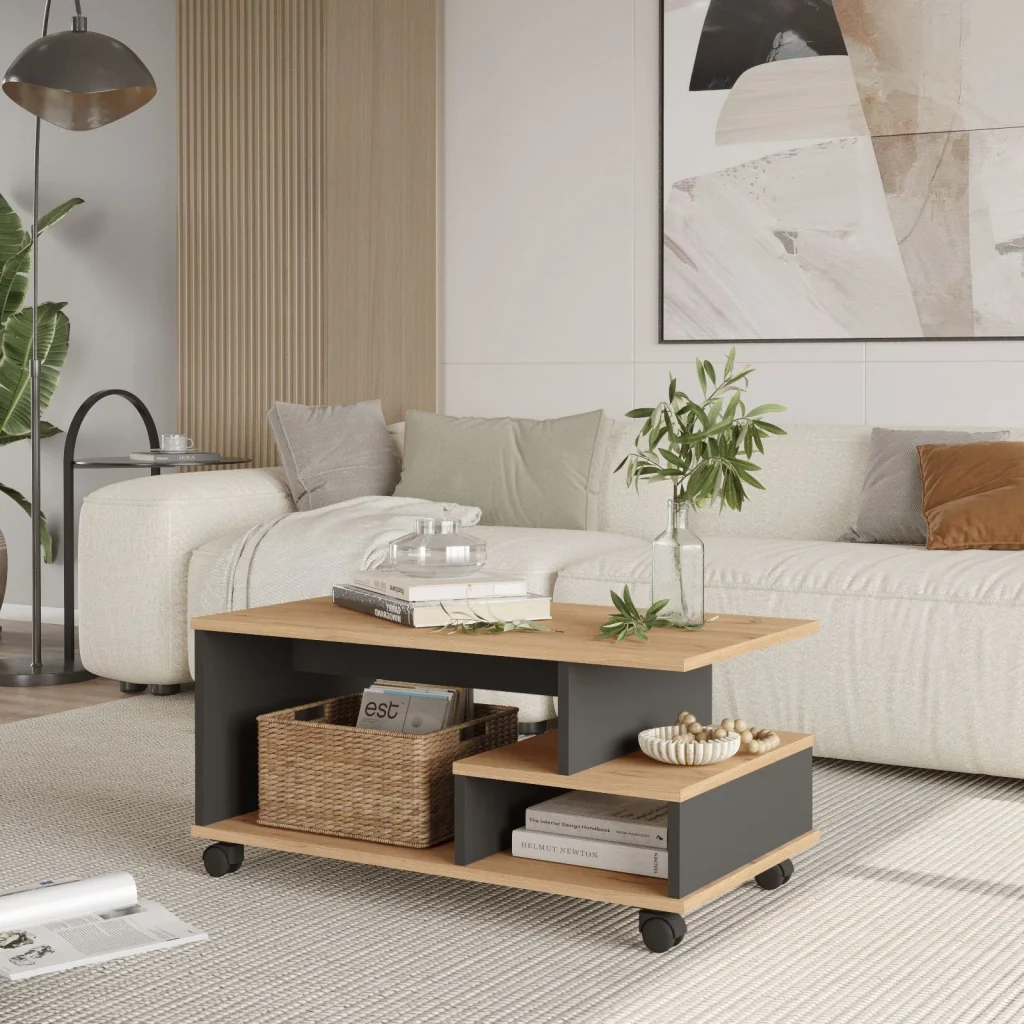 Tavolino in legno "MIN9" - 90 x 51 x 42 cm - Grigio antracite - Image 3
