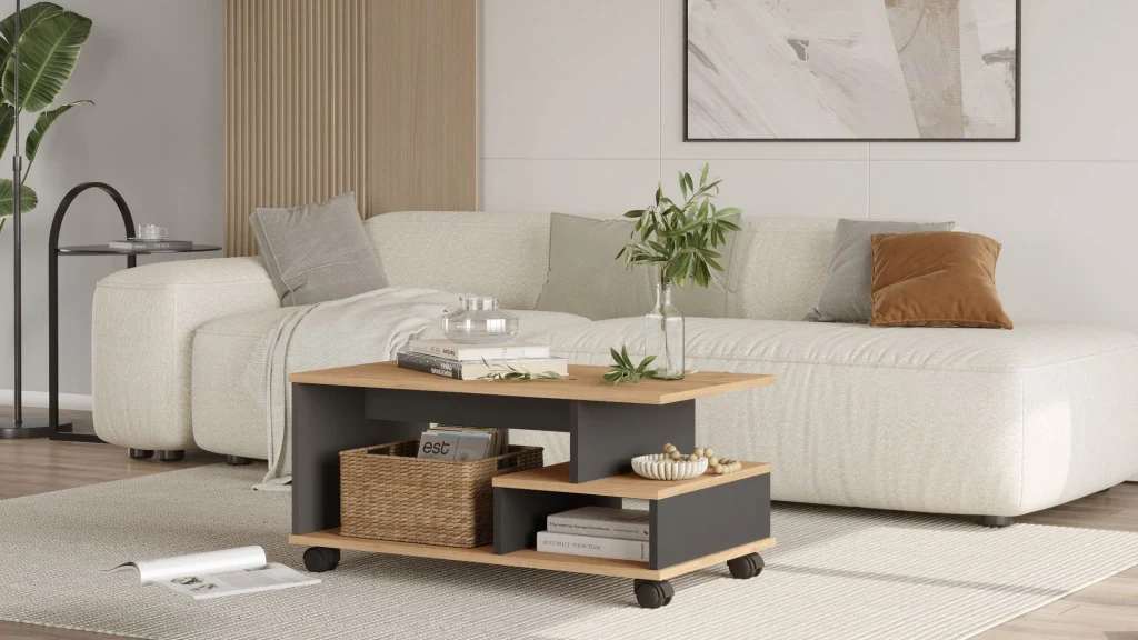 Tavolino in legno "MIN9" - 90 x 51 x 42 cm - Grigio antracite - Image 4