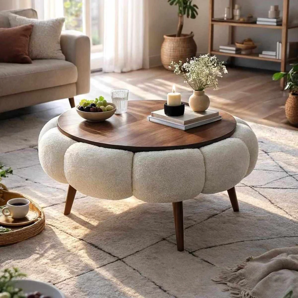 Tavolino in legno Papatya 60" - 60 x 60 x 44 cm - Bianco - Image 2