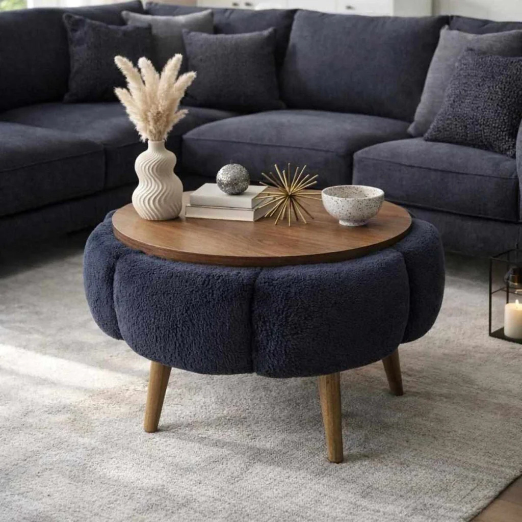 Tavolino in legno Papatya 60" - 60 x 60 x 44 cm - Grigio antracite - Image 2
