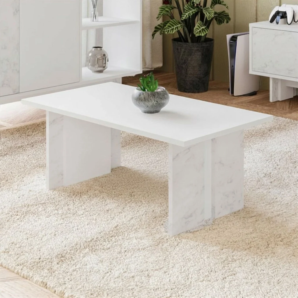 Tavolino in legno "Ravello" - 90 x 50 x 40 cm - Bianco - Image 2