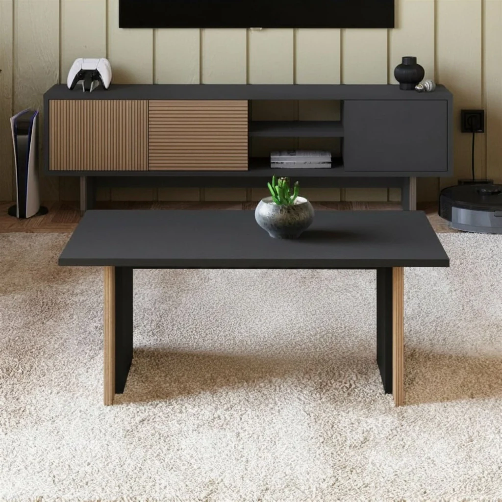 Tavolino in legno "Ravello" - 90 x 50 x 40 cm - Grigio antracite - Image 3