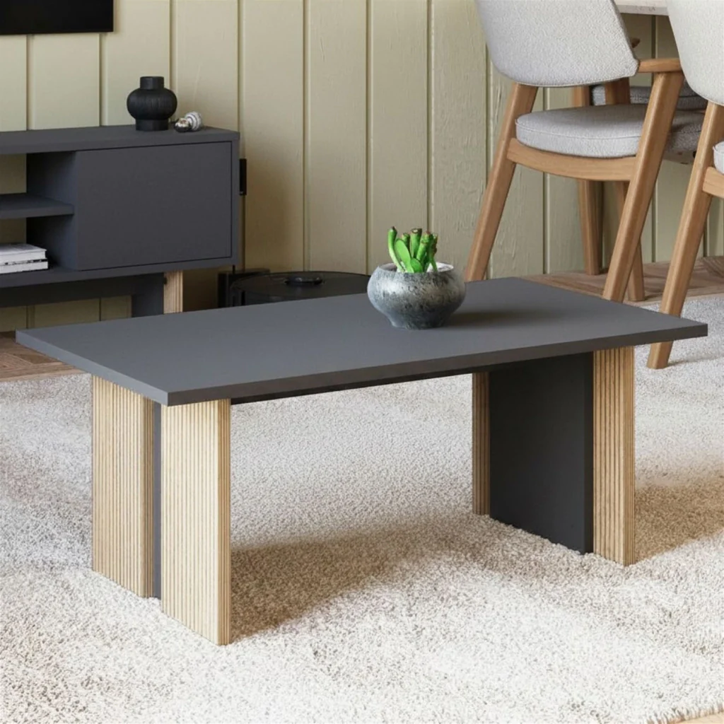 Tavolino in legno "Ravello" - 90 x 50 x 40 cm - Grigio antracite - Image 4