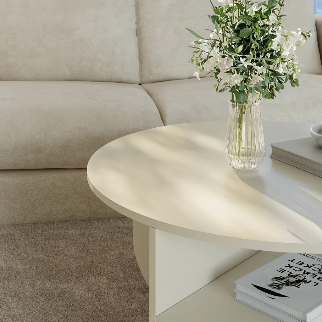 Tavolino Rotondo Reykhon Ø80 x 41 cm Color Avena Oatmeal [en.casa] - Image 5