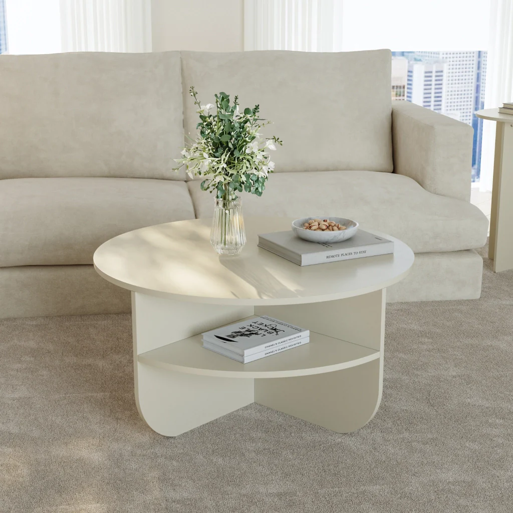 Tavolino Rotondo Reykhon Ø80 x 41 cm Color Avena Oatmeal [en.casa] - Image 6