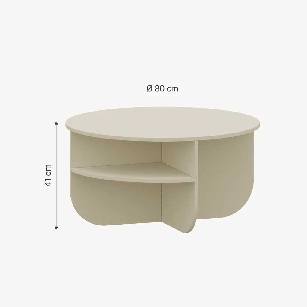 Tavolino Rotondo Reykhon Ø80 x 41 cm Color Avena Oatmeal [en.casa] - Image 7