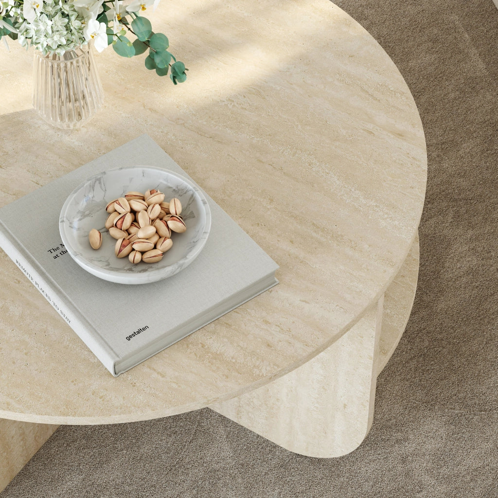 Tavolino Rotondo Reykhon Ø80 x 41 cm Color Avorio Travertin [en.casa] - Image 3