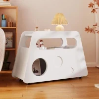 Tavolino Salvaspazio con Ruote, Angoli Arrotondati per Soggiorno e Camera da Letto, 81x33x51.5 cm, Bianco - Image 5