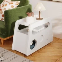 Tavolino Salvaspazio con Ruote, Angoli Arrotondati per Soggiorno e Camera da Letto, 81x33x51.5 cm, Bianco - Image 6