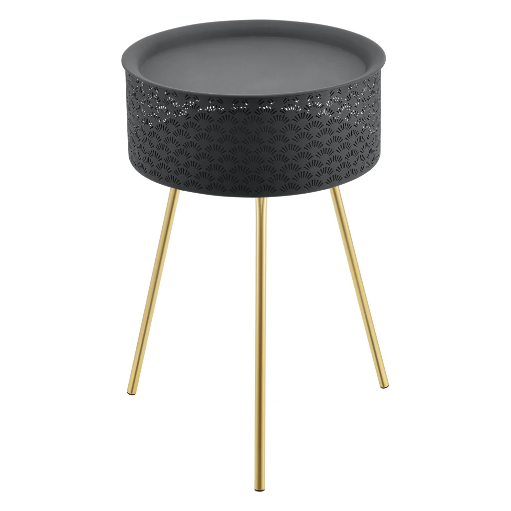 Tavolino Treppiede Forshaga 65 x 40 cm Nero/Oro [en.casa] - Image 3