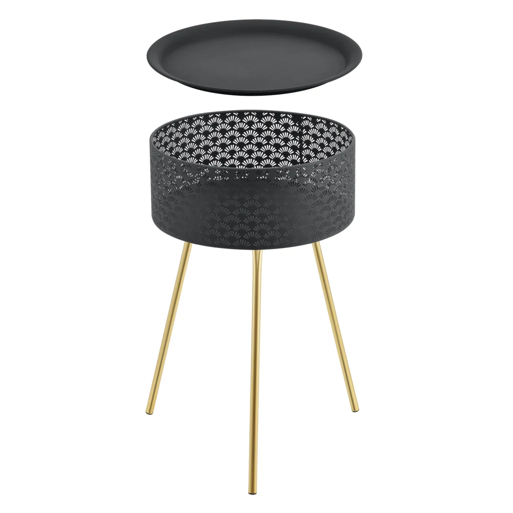 Tavolino Treppiede Forshaga 65 x 40 cm Nero/Oro [en.casa] - Image 4