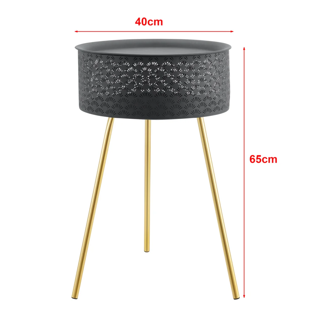 Tavolino Treppiede Forshaga 65 x 40 cm Nero/Oro [en.casa] - Image 5