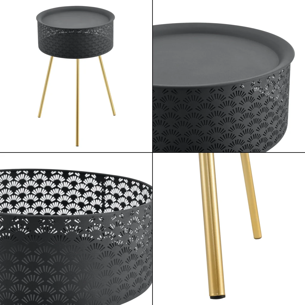 Tavolino Treppiede Forshaga 65 x 40 cm Nero/Oro [en.casa] - Image 6