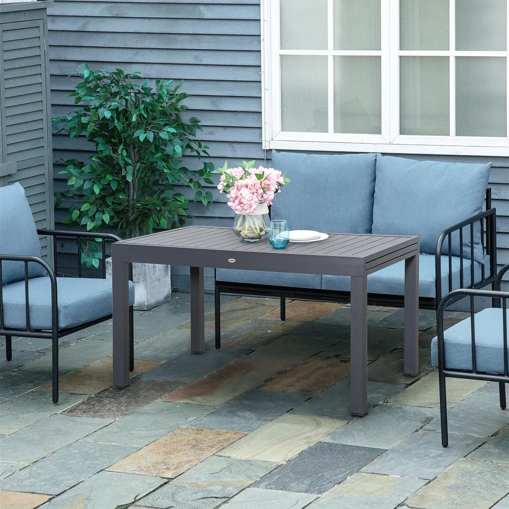 Tavolo Allungabile da Giardino 135-270x90x75 cm in Alluminio Grigio - Image 2