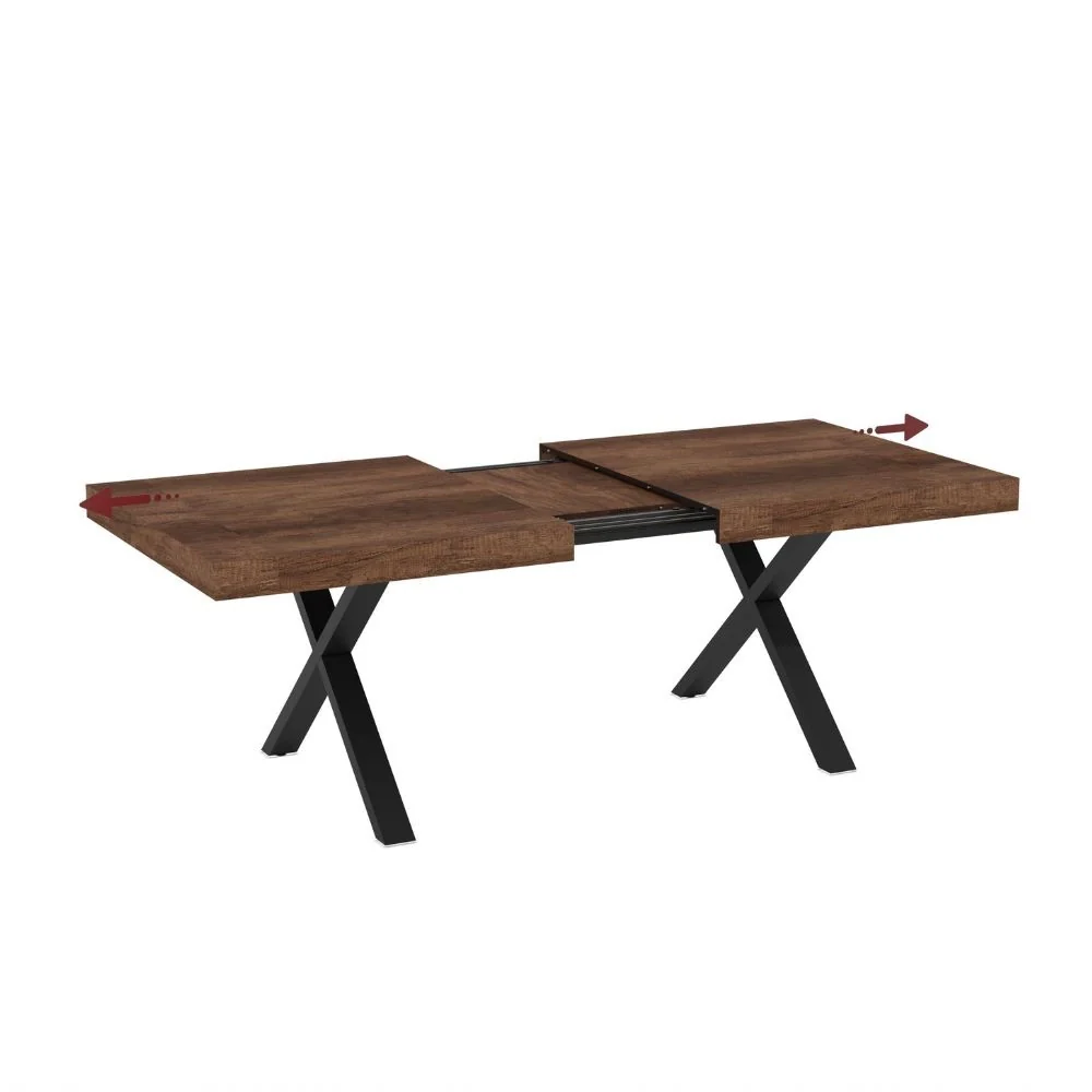 Tavolo allungabile England con piano colore noce e gambe nere - Image 2