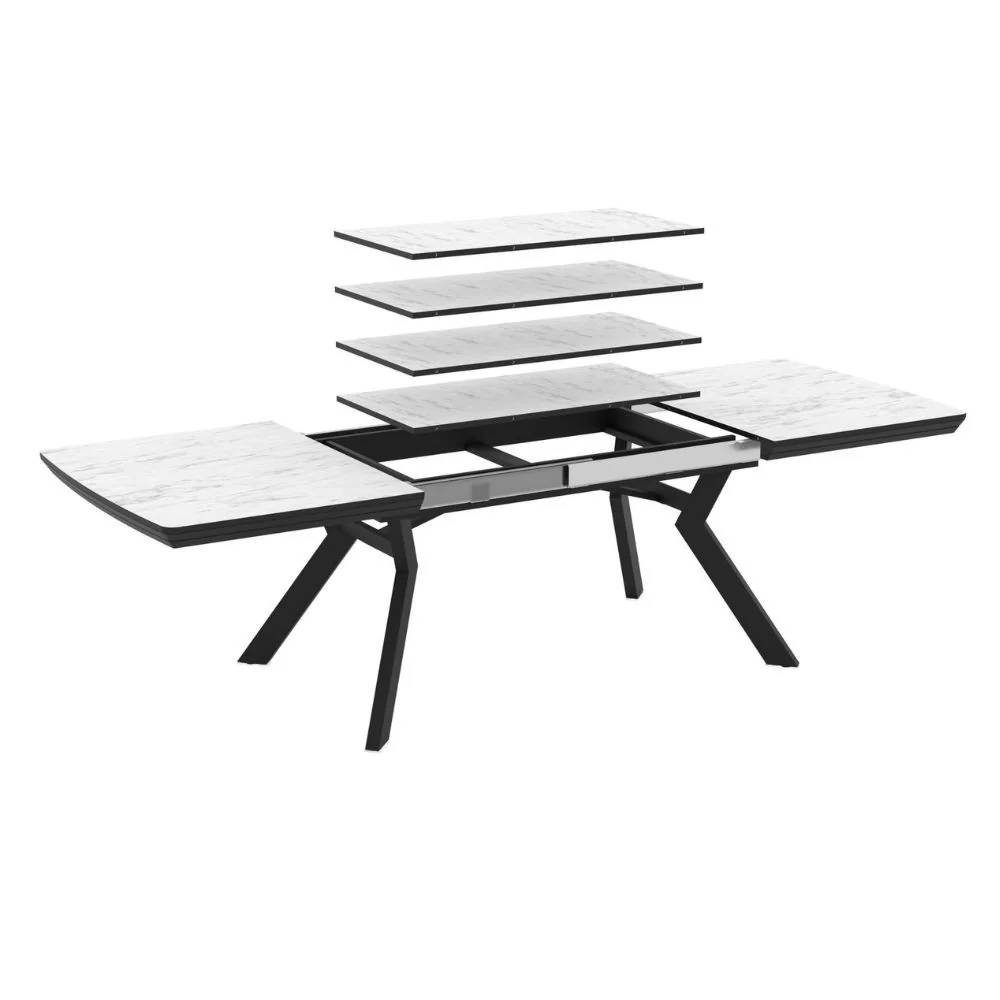 Tavolo allungabile Robat piano effetto marmo bianco opaco 160x100x76 H cm. - Image 5