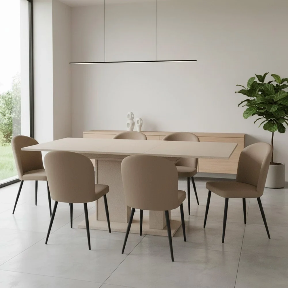 Tavolo allungabile Sone con allunga centrale colore cashmere - Image 2