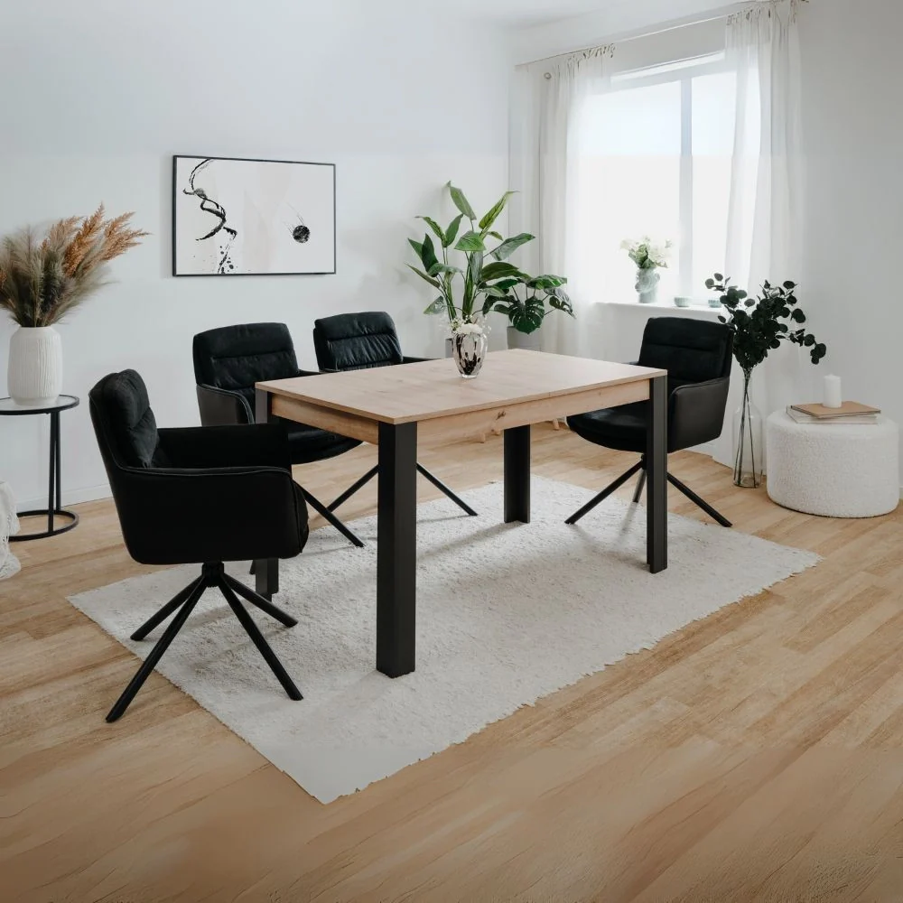 Tavolo allungabile Tolosa 80B colore rovere e gambe nere 150x75x80 cm. - Image 4