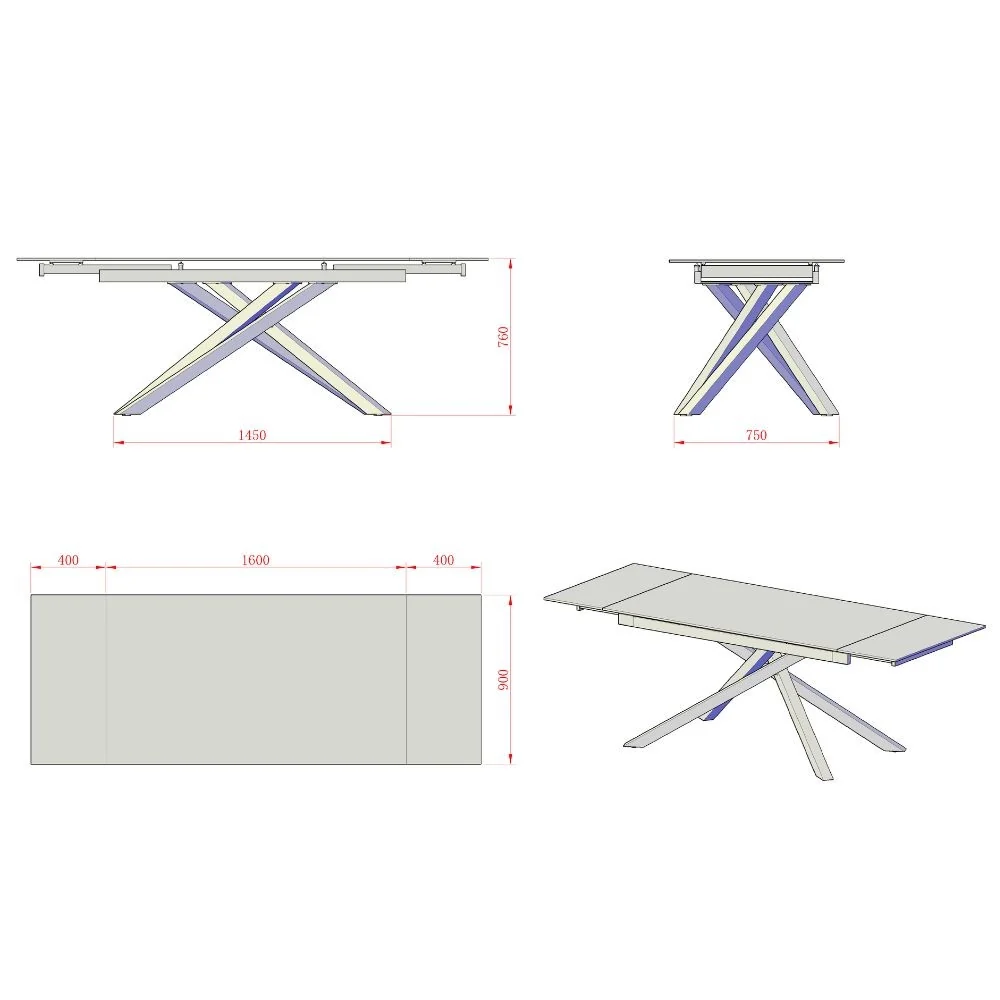 Tavolo allungabile Nefti con top in ceramica colore bianco statuario lucido con gambe bianche - Image 5