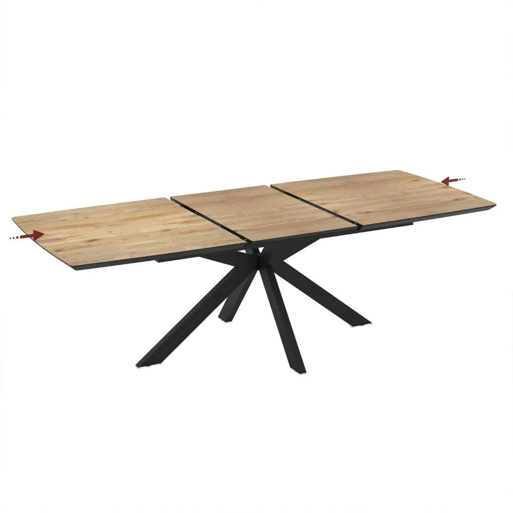 Tavolo allungabile Verano con piano rovere e gambe nere - Image 3