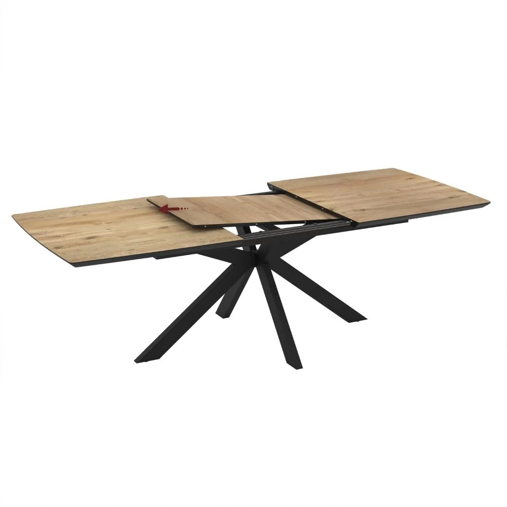 Tavolo allungabile Verano con piano rovere e gambe nere - Image 4