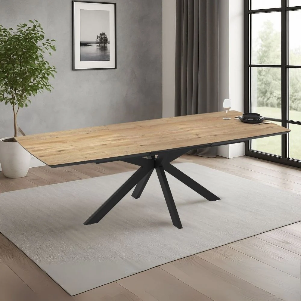 Tavolo allungabile Verano con piano rovere e gambe nere - Image 6