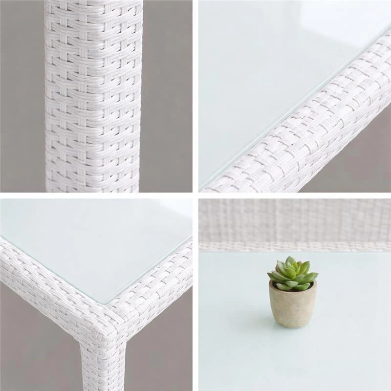 TAVOLO AZORE IN ACCIAIO E WICKER BIANCO 150 X 90CM - Image 6